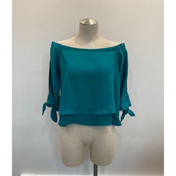 ASOS Coast Off the Shoulder Green Top Size M - Picture 1 of 4